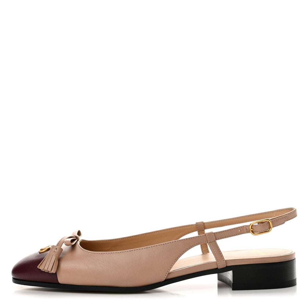 Valentino Garavani Calfskin Women's VLogo Valet Du Roi Flats 38 Pink Garnet