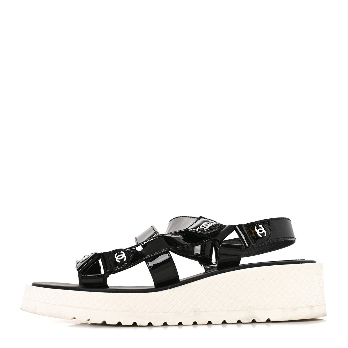 Patent CC Platform Sandals Black