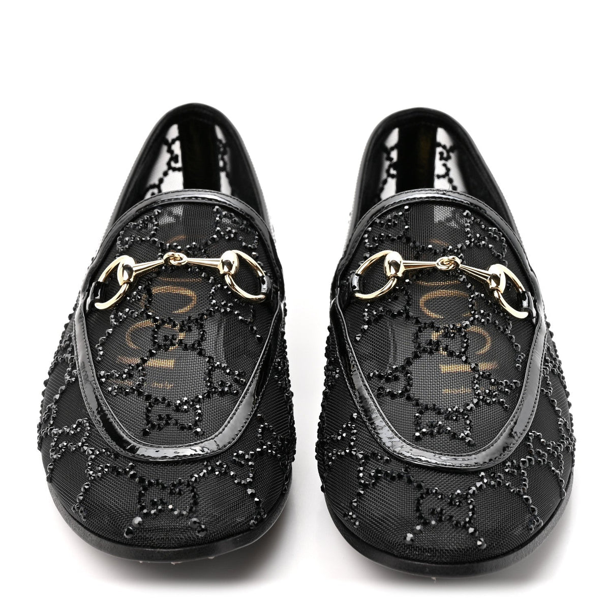Gucci Tela Retino Kid Scamosciato Women's Jordaan Loafers 35.5 Black
