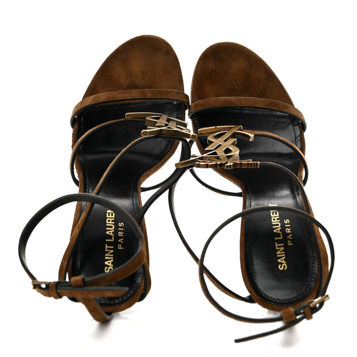 Saint Laurent Suede Cassandra 11.4cm Women's Sandals Brown