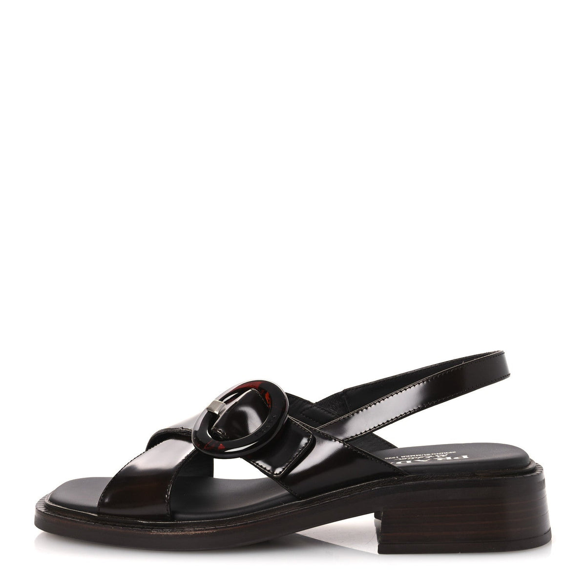 Prada Spazzolato Fume Women's Re-Edition 1996 Buckle Sandals 41 Bruciato