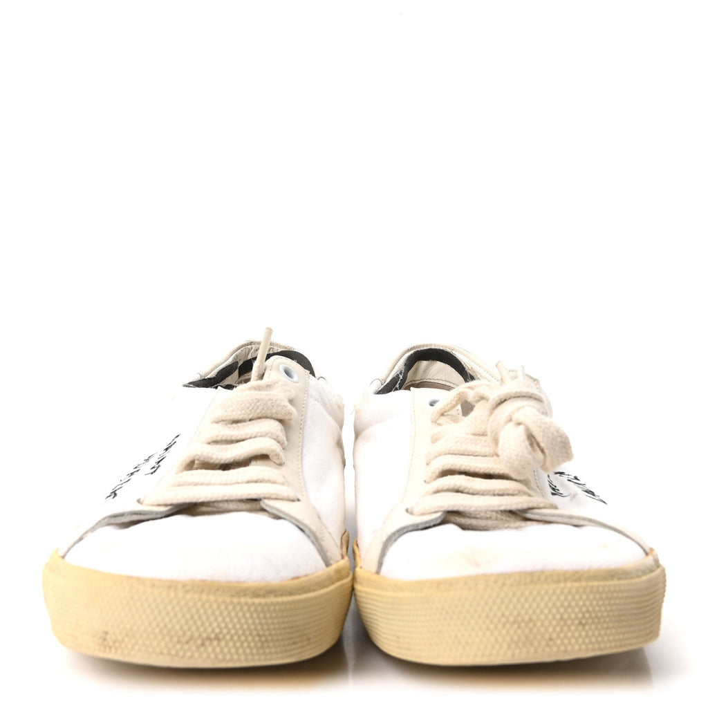 Saint Laurent Distressed Canvas Court Classic Sneakers 39 Panna