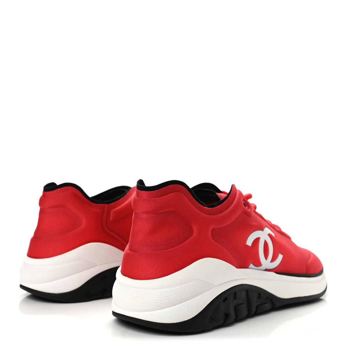 Chanel Mesh Lycra Thermoplastic Men's Sneakers Red White