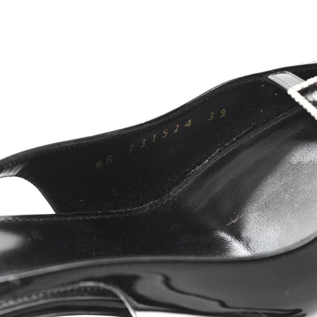 Saint Laurent Patent Leather Women's Vernice Slingback Pumps 39 Black