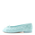 Chanel Suede Calfskin Quilted Cap Toe CC Women's Ballerina Flats