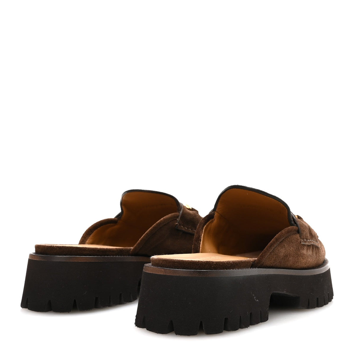 Gucci Suede Women's Horsebit Platform Mules 40 Washed Brown