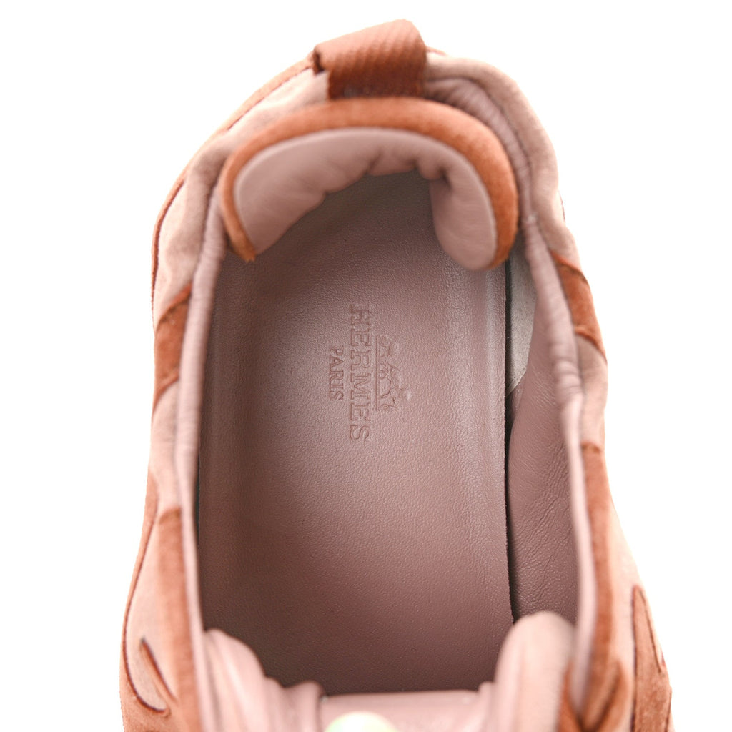 Hermes Suede Goatskin Women's Jet Sneakers 38.5 Rose Antique