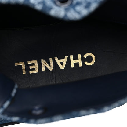 Chanel Printed Denim Women's Quilted High Top Sneakers 41 Dark Blue