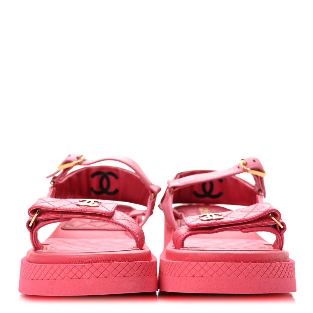 Chanel Lambskin CC Women's Platform Sandals Pink