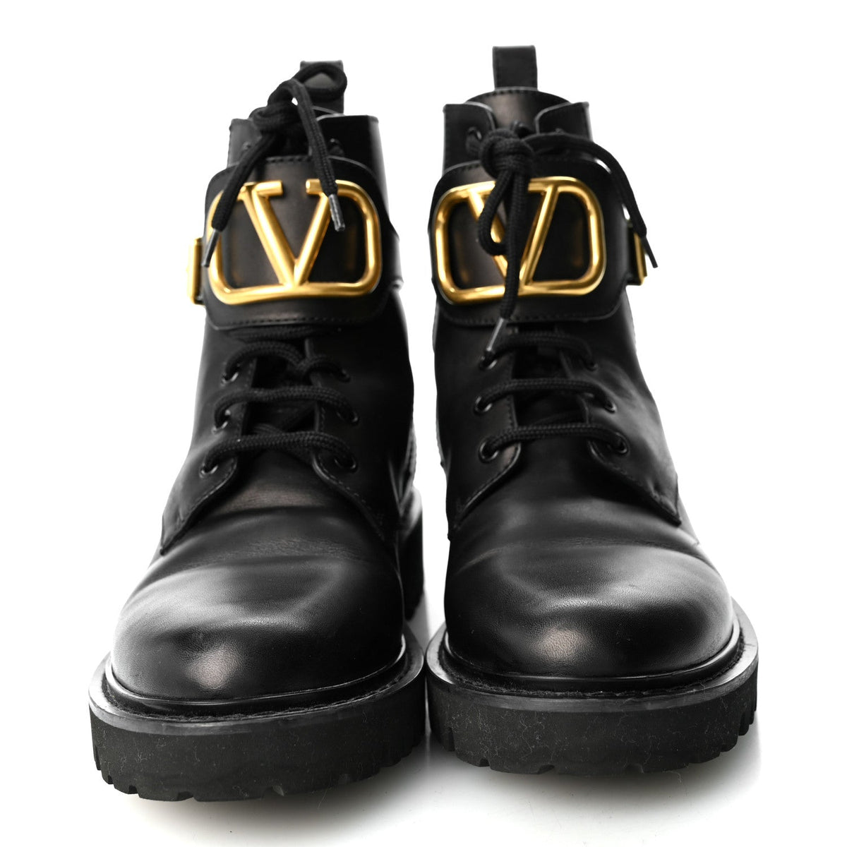 Valentino Garavani Calfskin VLOGO Women's Combat Boots 38.5 Black