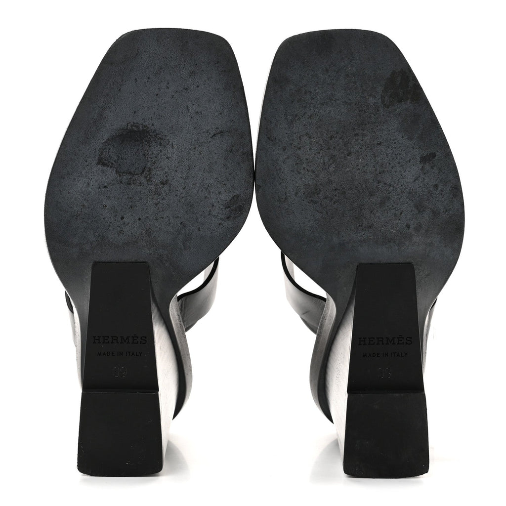 Hermes Calfskin Women's Kalya 100 Sandals 39 Black