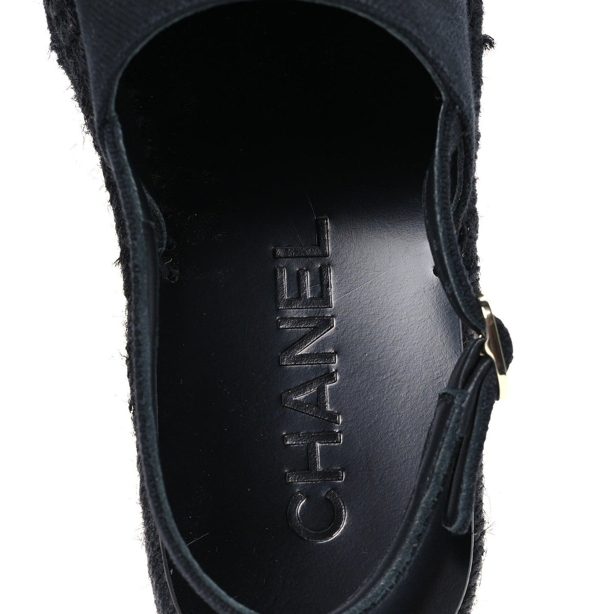 Chanel Canvas Strass CC Women's Espadrille Slingback Sandals 38 Black