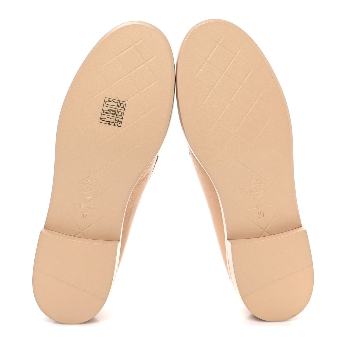 Chanel Lambskin Quilted CC Turnlock Beige Women's Moccasins