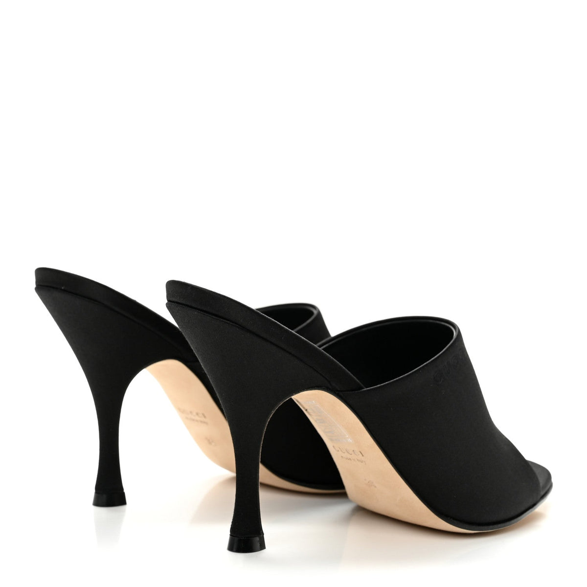 Gucci Satin Silk Women's Logo Sandal Pumps 38 Black