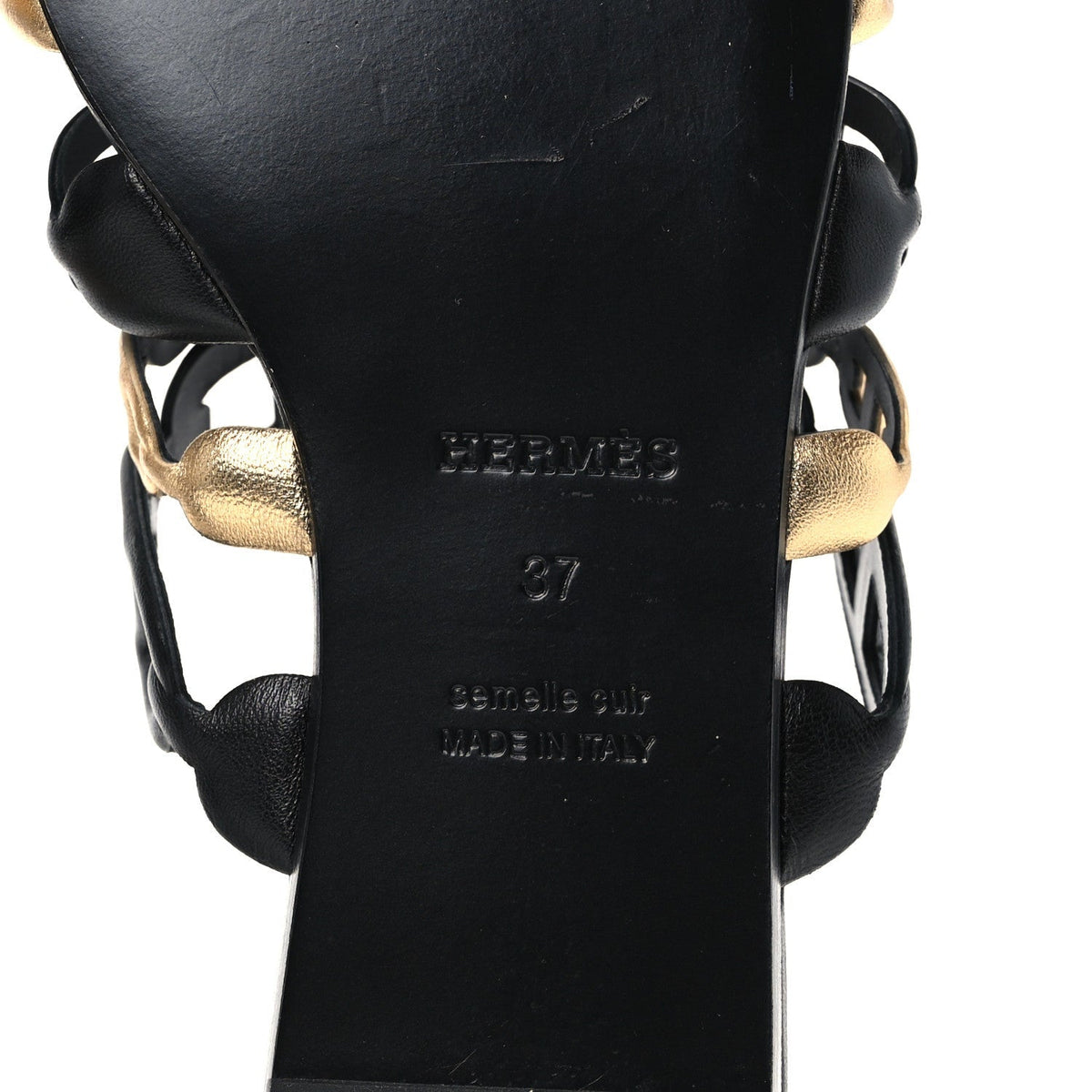 Hermes Nappa Women's Thalassa Sandals 37 Black Doré