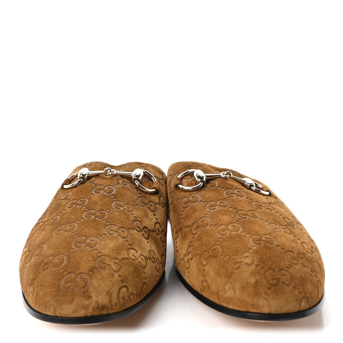 Gucci Suede Cachemire Monogram Men's Princetown Slippers 10 Pepper Brown