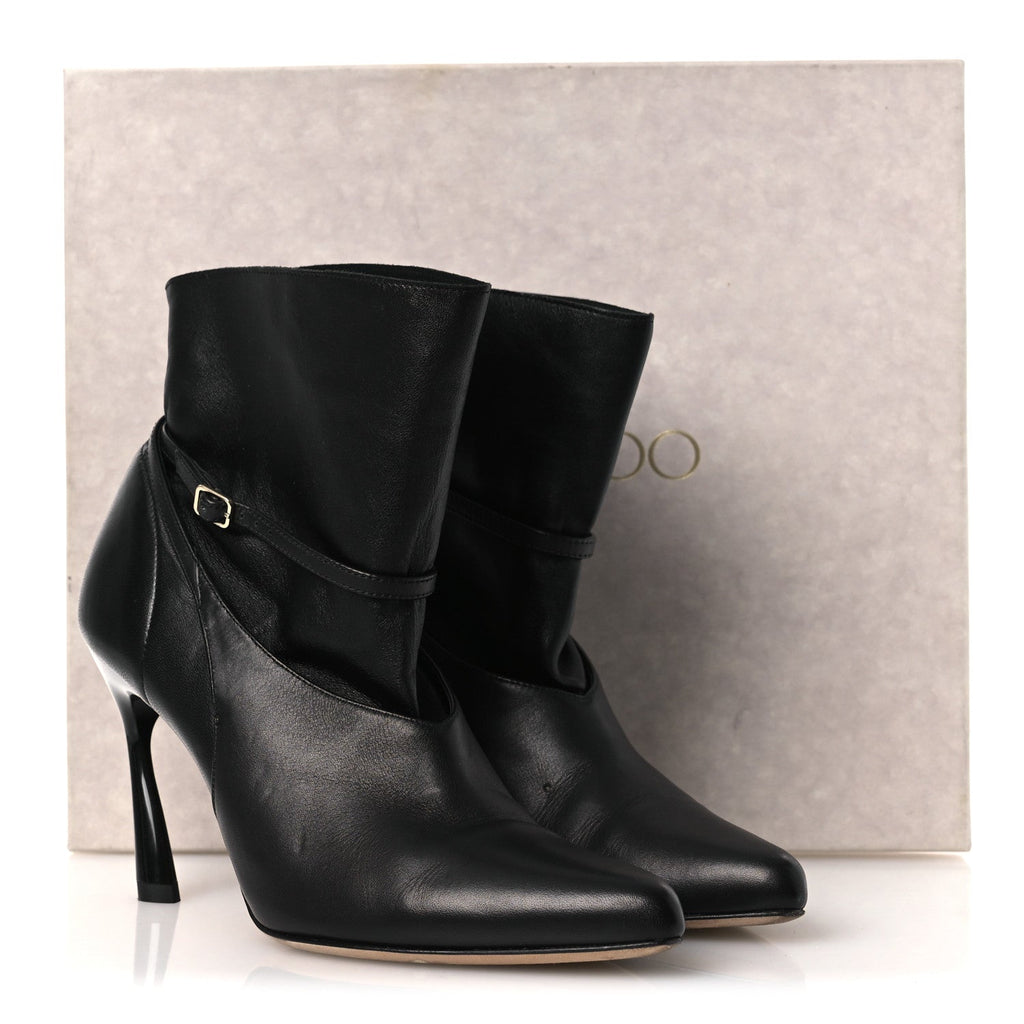 Jimmy Choo Nappa Calfskin Women's Cacia 85 Ankle Boots 38 Black