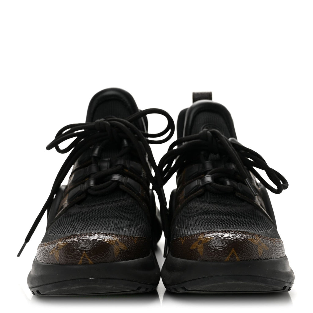 Louis Vuitton Calfskin Patent Monogram Women's LV Archlight Sneakers 37.5 Black