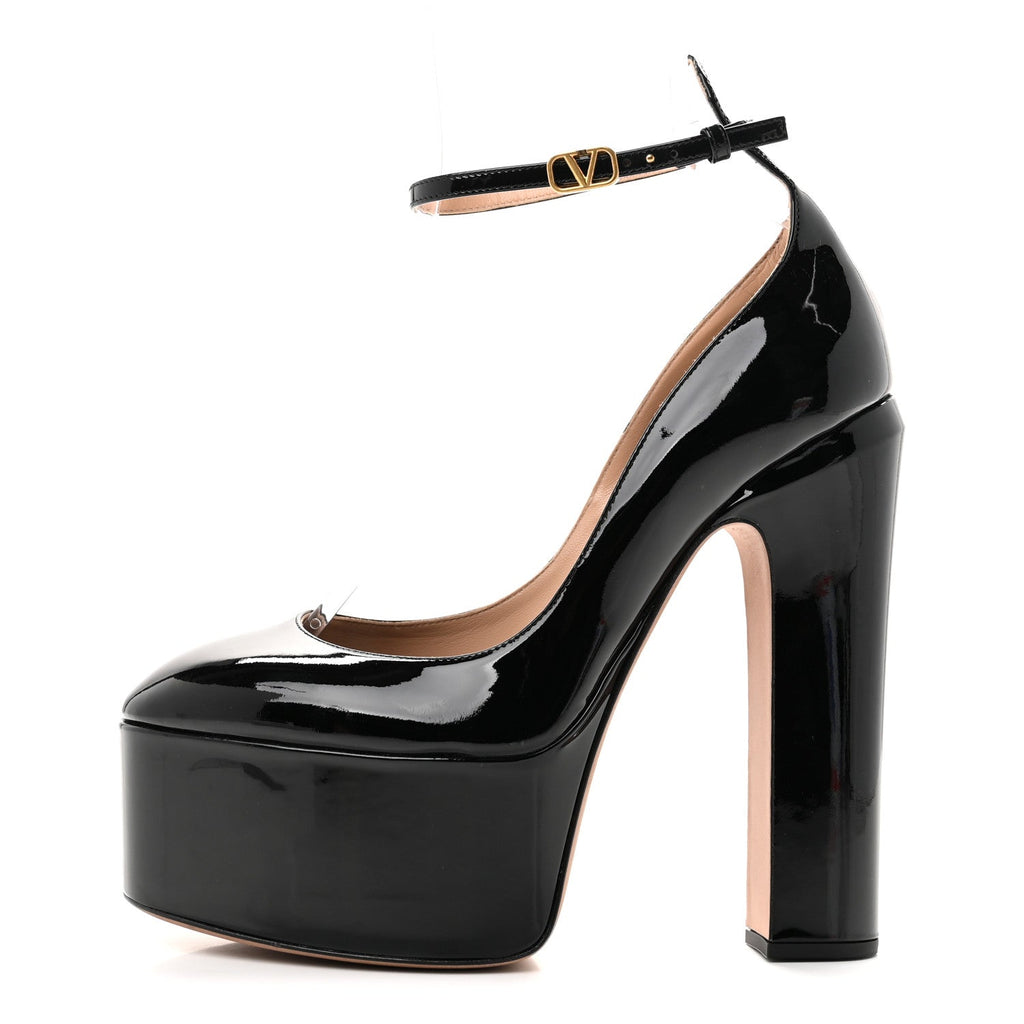 Valentino Garavani Patent Women's Tan-Go Platform Pumps 40 Black