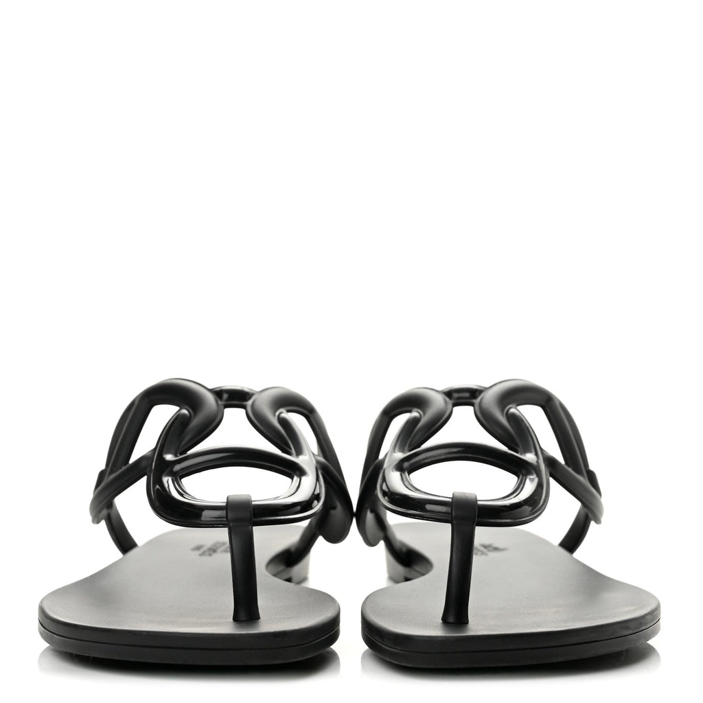 Hermès Rubber Women's Egerie Sandals 36 Black