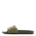 Chanel Canvas Women's Chain Flat Sandals 38 Khaki