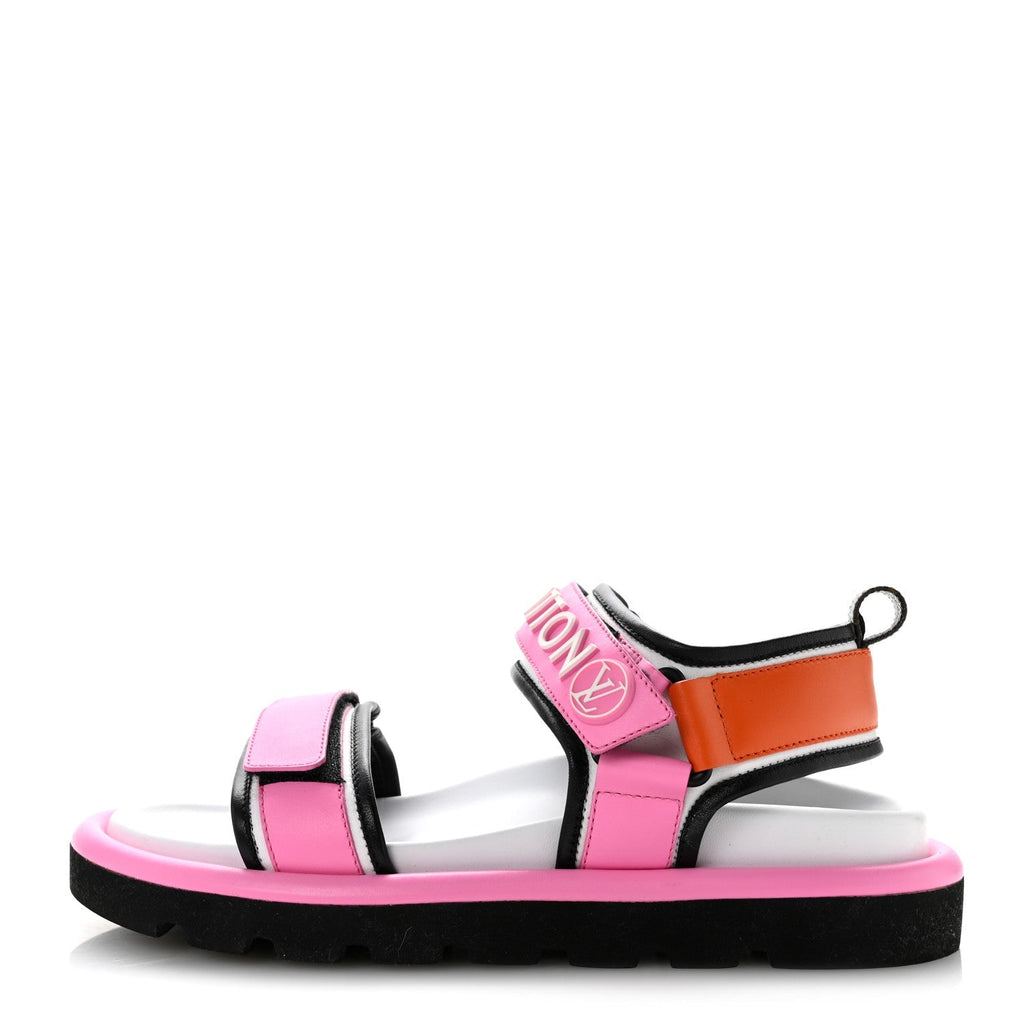 Louis Vuitton Calfskin Women's Pool Pillow Comfort Flat Sandals 38 Rose Pop Pink