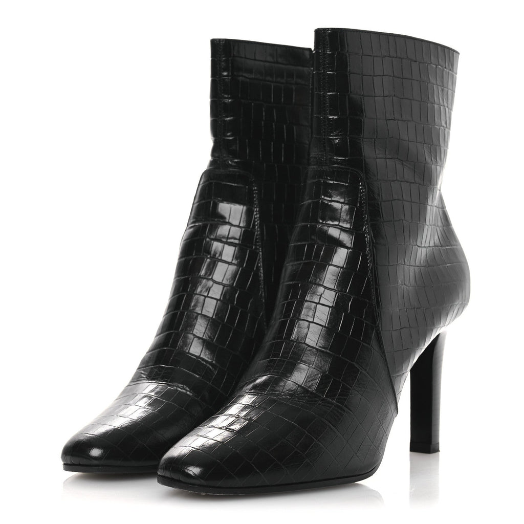 Saint Laurent Leather Women's Jane 90 Zip Booties 42 Black