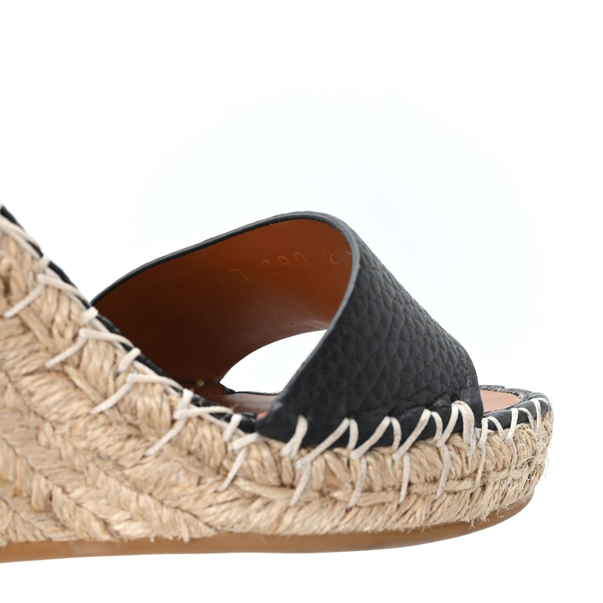 Valentino Garavani Grained Calfskin Women's Rockstud Espadrille Wedges 35 Black