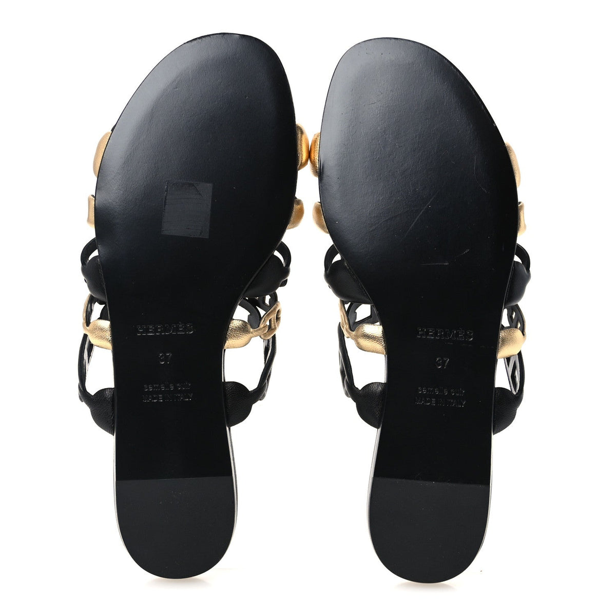 Hermes Nappa Women's Thalassa Sandals 37 Black Doré