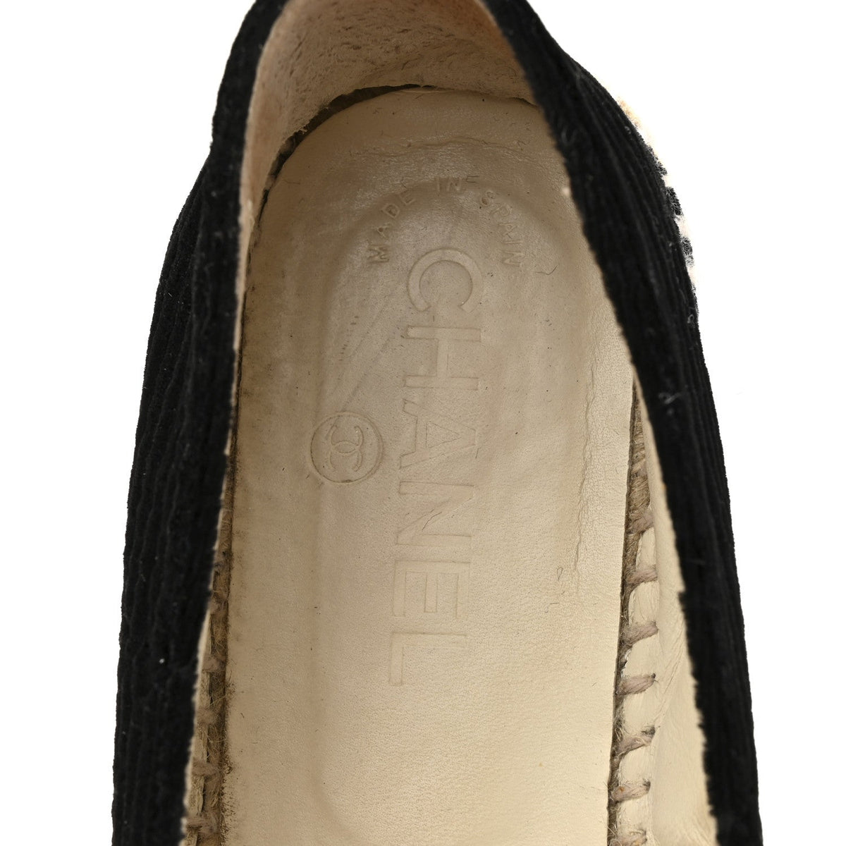 Chanel Velvet Grosgrain Women's CC Espadrilles 38 Black