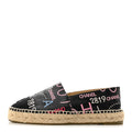 Chanel Lambskin Grosgrain Women's Printed CC Espadrilles 36 Multicolor Black