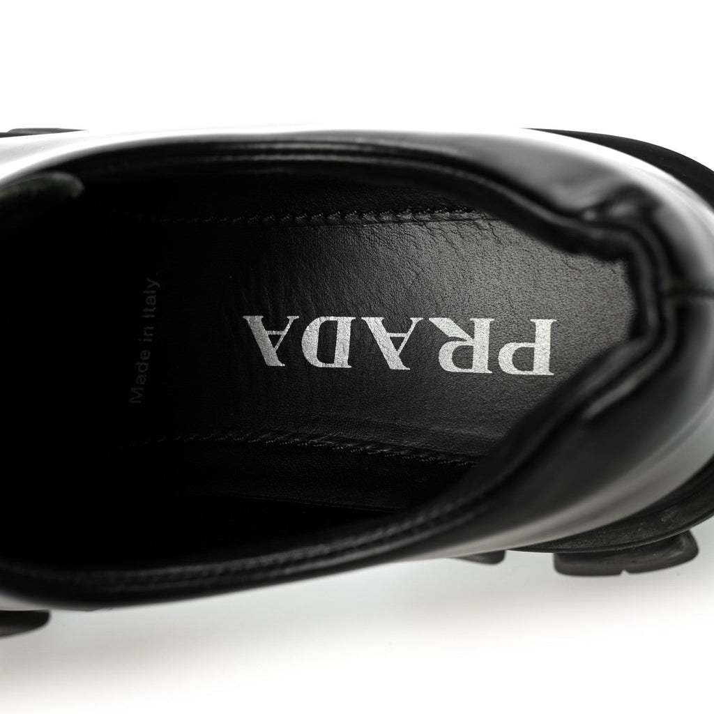 Prada Spazzolato Calfskin Women's Monolith Derby Loafers 36.5 Black