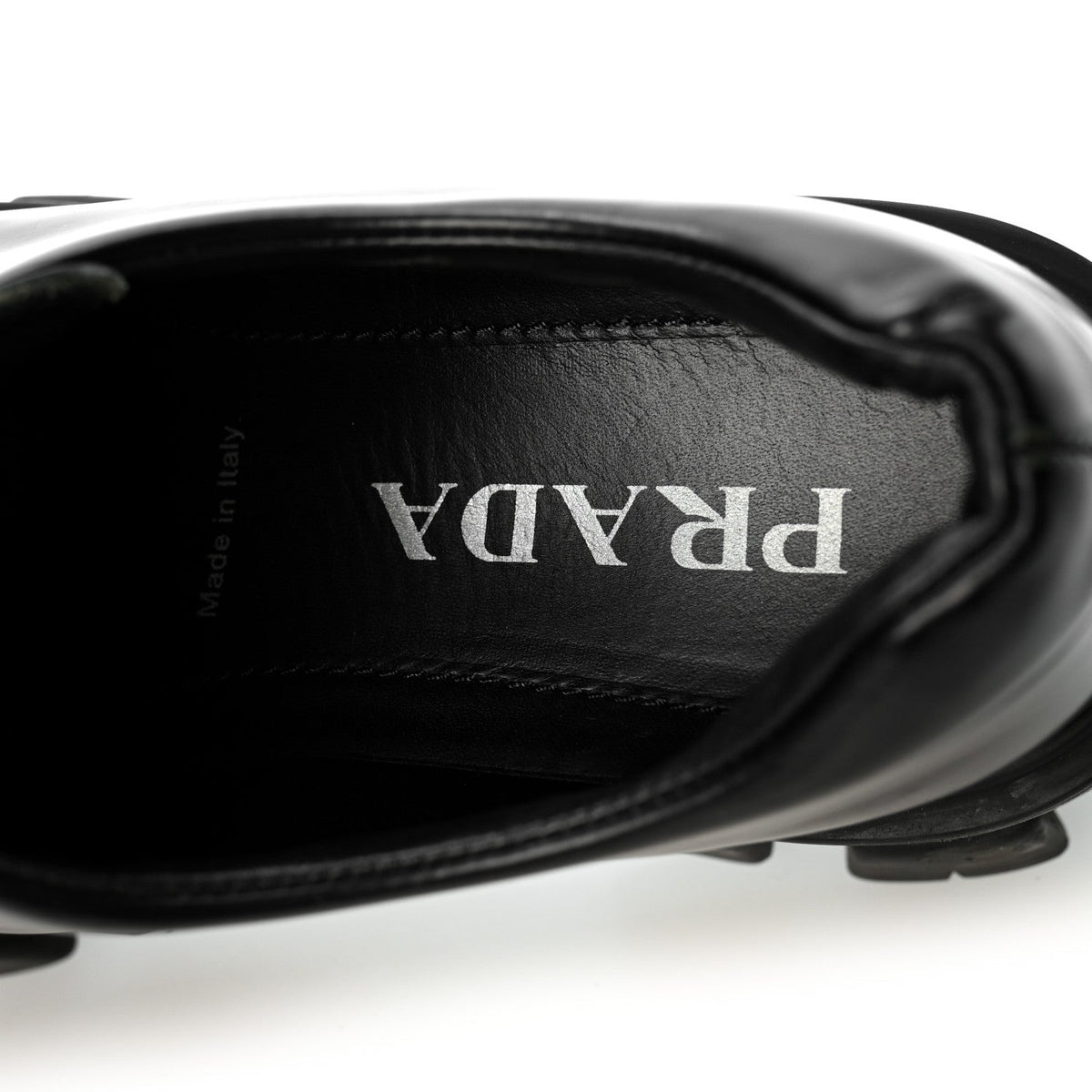 Prada Spazzolato Calfskin Women's Monolith Derby Loafers 36.5 Black
