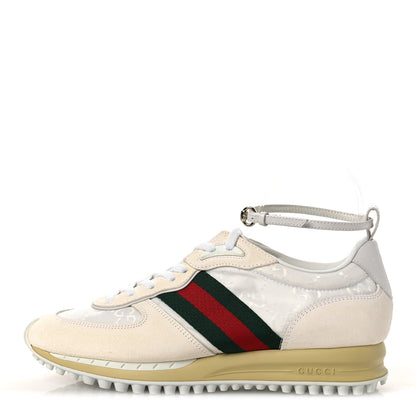 Gucci Suede Women's GG Monogram Web Re-Motion Sneakers 37 White