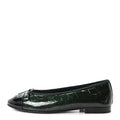 Chanel Crocodile Embossed Patent Calfskin CC Women's Ballerina Flats Dark Green Black