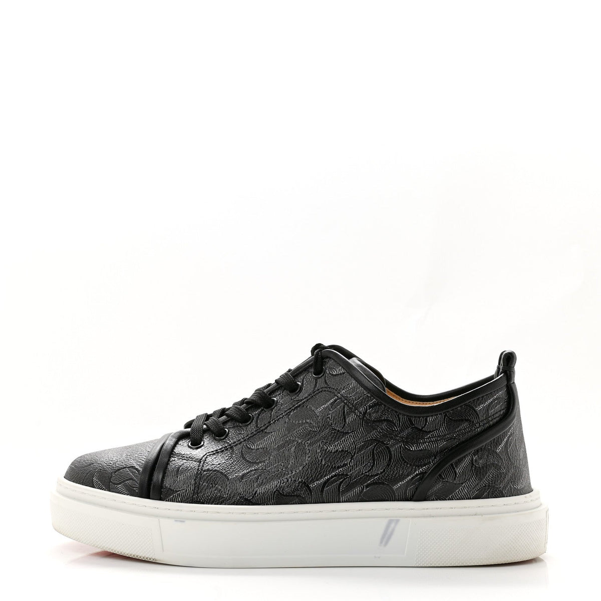 Christian Louboutin Toile Monogram Nappa Men's Adolon Junior Flat Sneakers 42 Black
