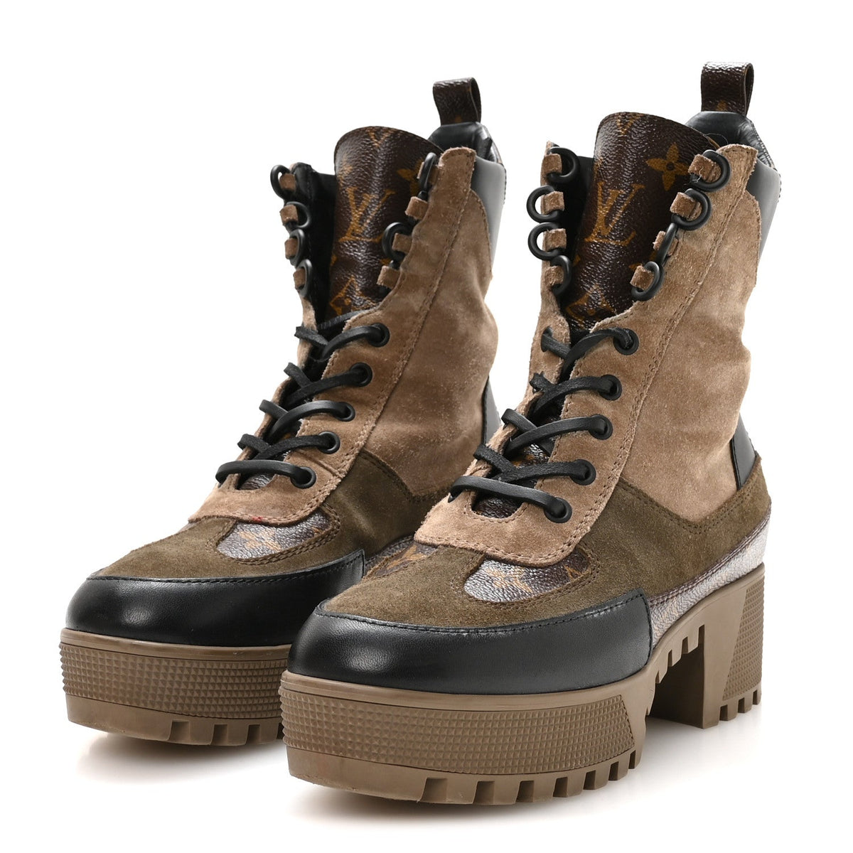 Louis Vuitton Suede Calfskin Women's Laureate Platform Desert Boots 37 Taupe