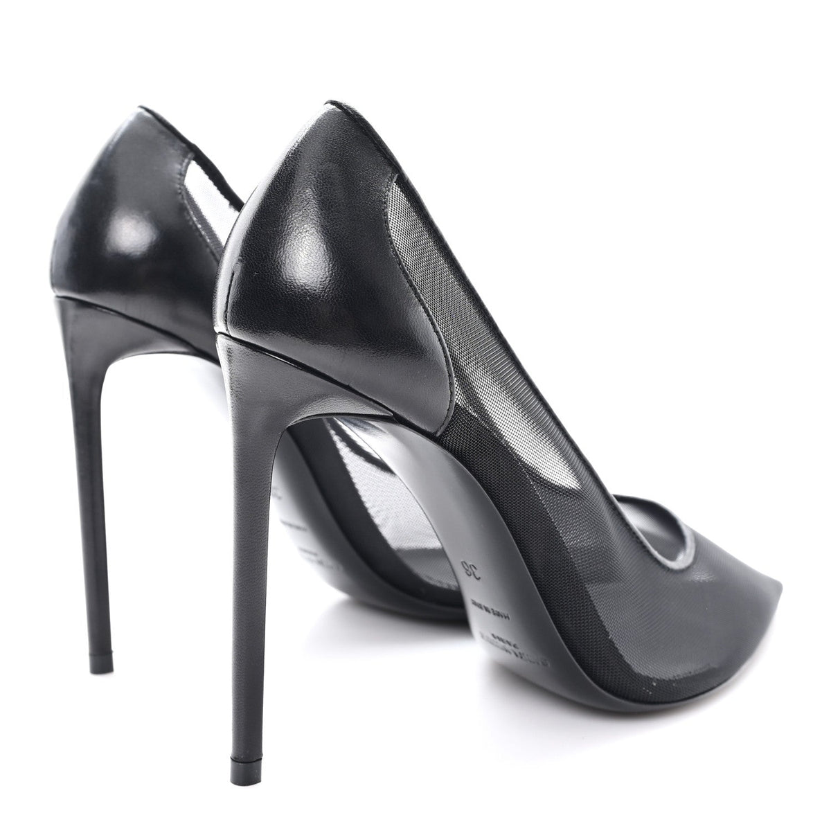Saint Laurent Mesh Women's 105 Anja Pumps 36 Black