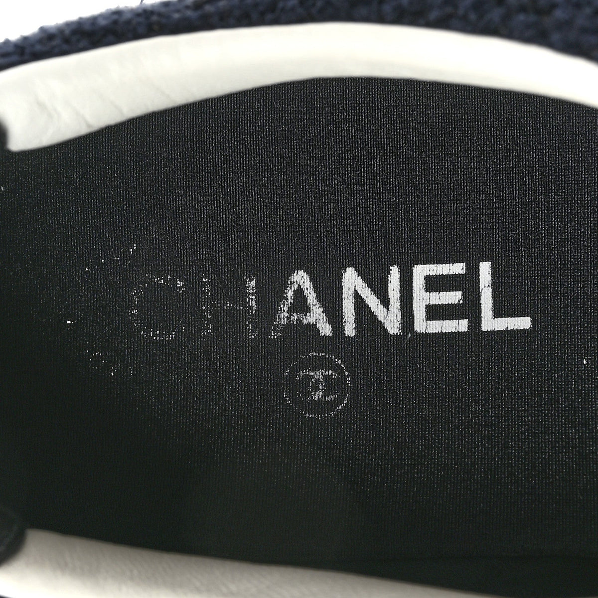 Chanel Tweed Suede Women's CC Low Top Sneakers 40.5 Navy