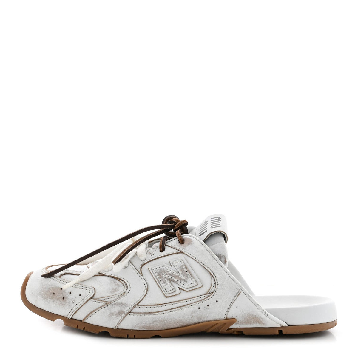 Miu Miu Calfskin Women's 530 SL Slip-On Sneaker Mules 37 White