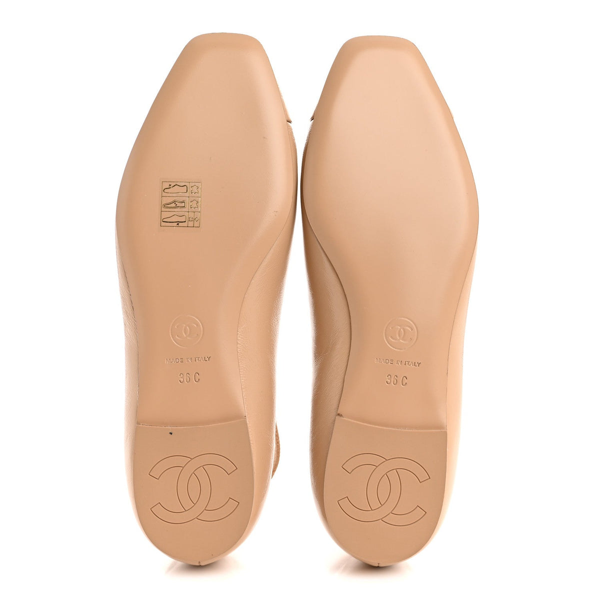 Chanel Shiny Calfskin Camellia Women's Ballerina Flats Beige