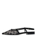 Suede Mesh Crystal GG Monogram Slingback Ballet Flats Black Black