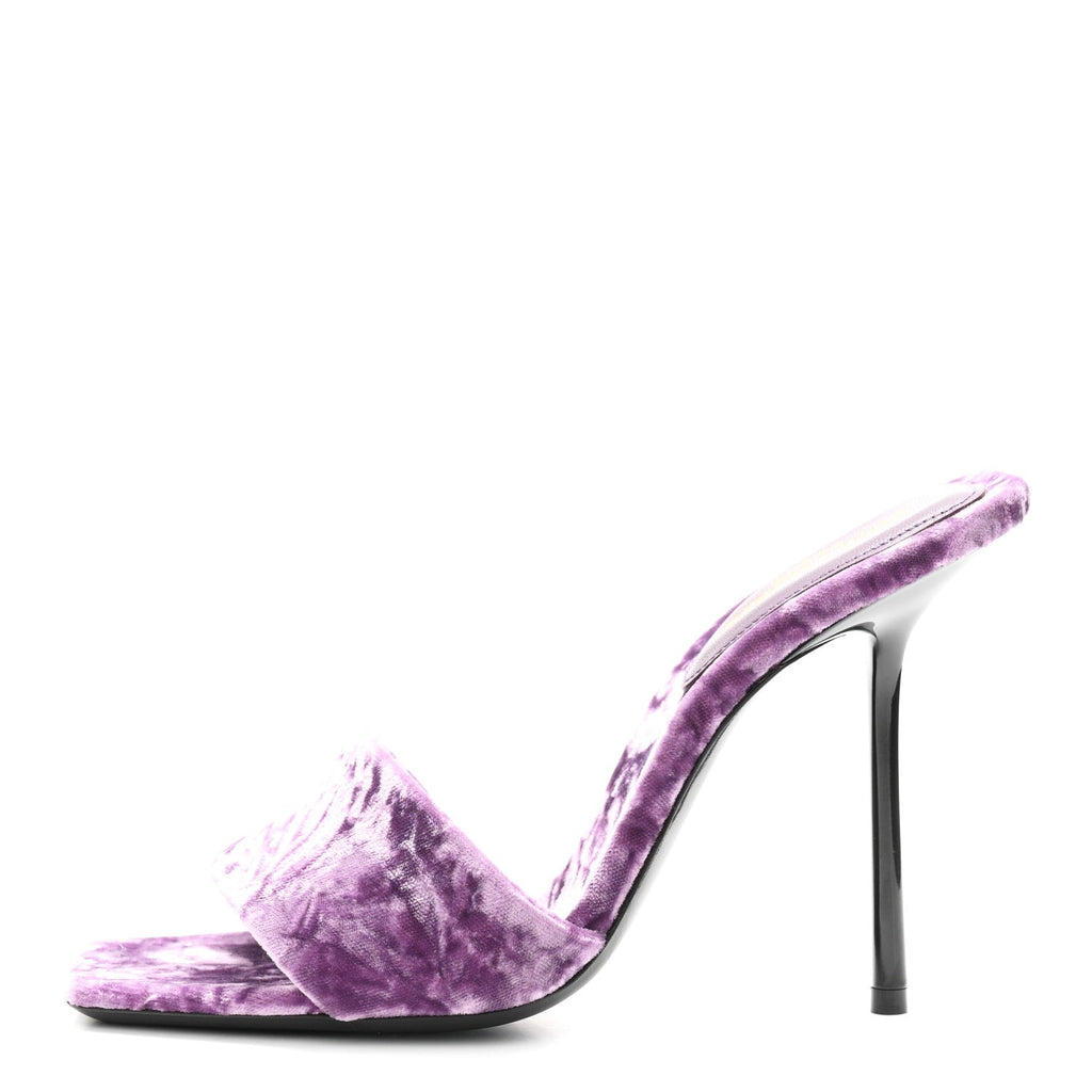 Saint Laurent Velvet Women's Baliqua 105 Mule Sandals 36 Malva