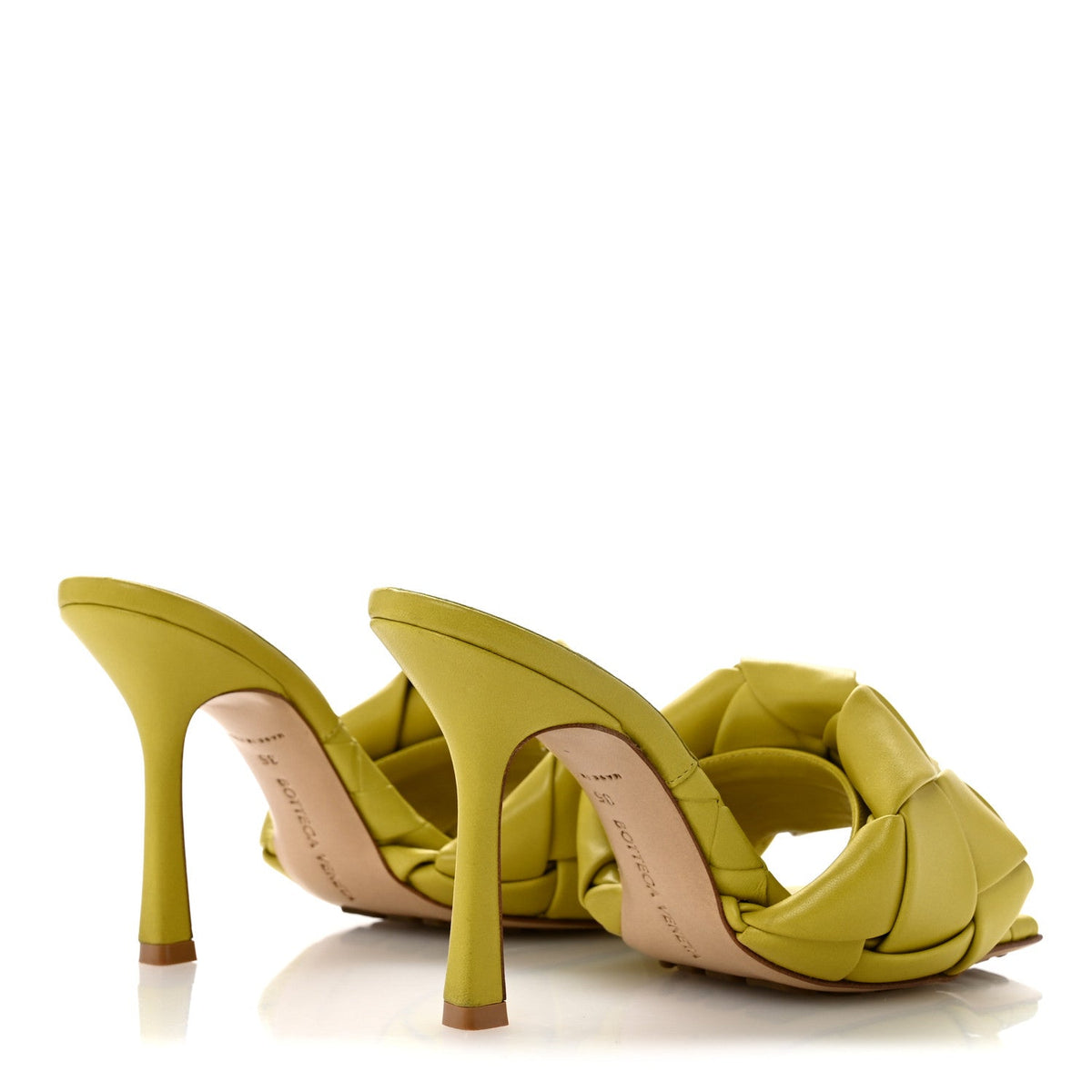 Bottega Veneta Nappa Maxi Intrecciato Women's Lido 90mm Sandals 35 Acid