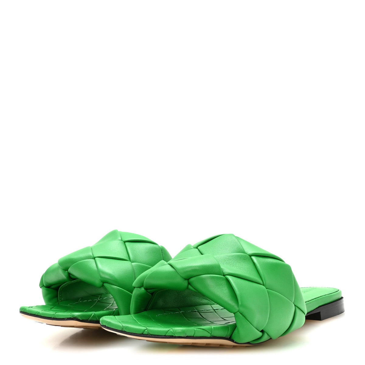 Bottega Veneta Nappa Women's Maxi Intrecciato Lido Flat Sandals 36 Grass