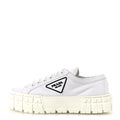 Prada Re-Nylon Gabardine Women's Double Wheel Sneakers 40 White