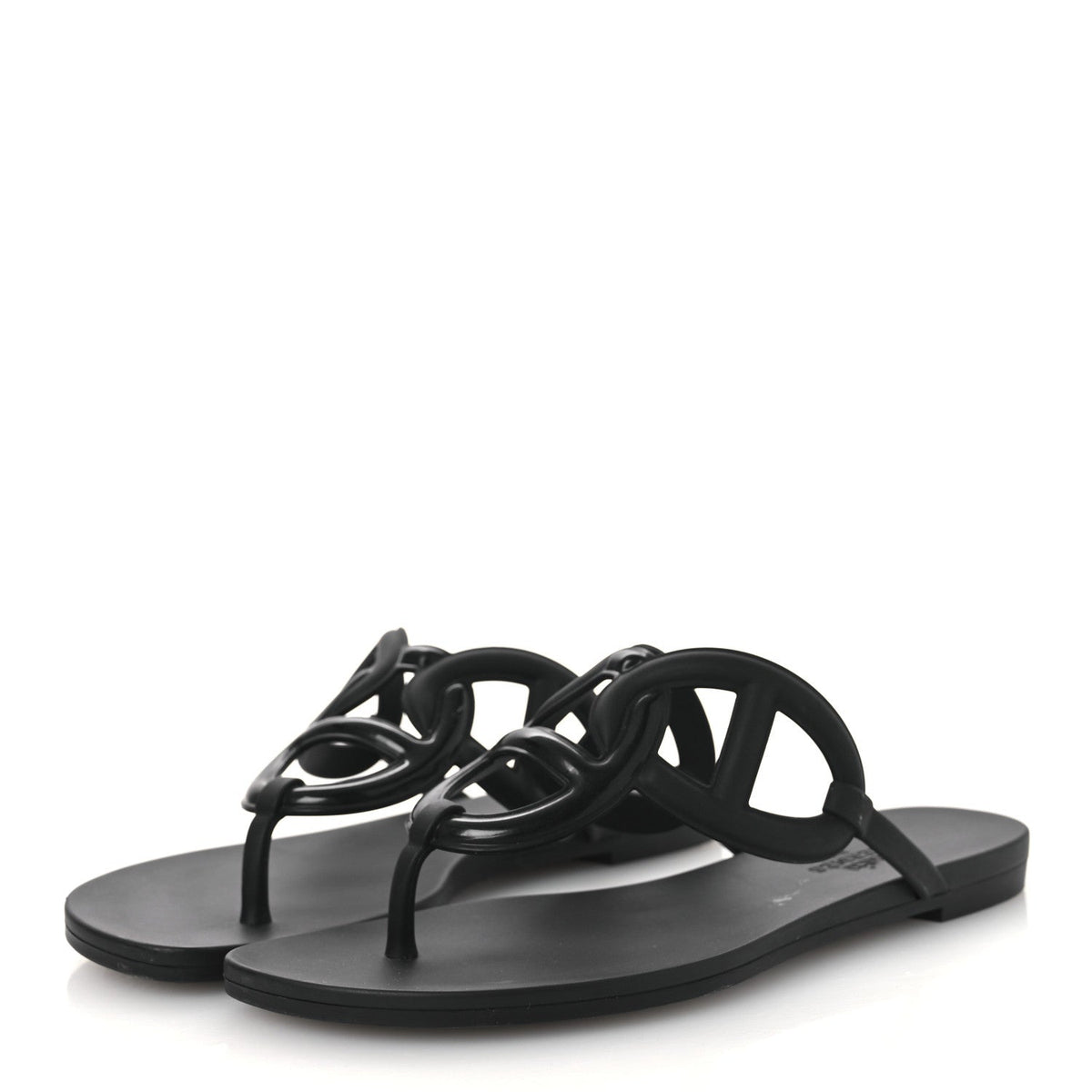 Hermes Rubber Women's Egerie Sandals 36 Black