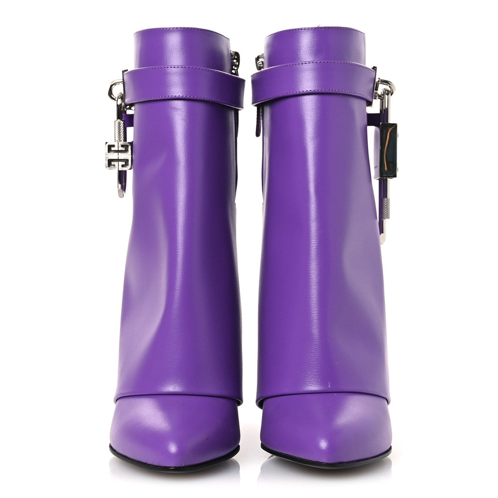 Givenchy Calfskin Women's Shark Lock Ankle Boots 35 Ultraviolet