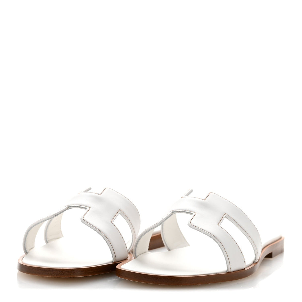 Hermes Box Calfskin Women's Oran Sandals 36 White