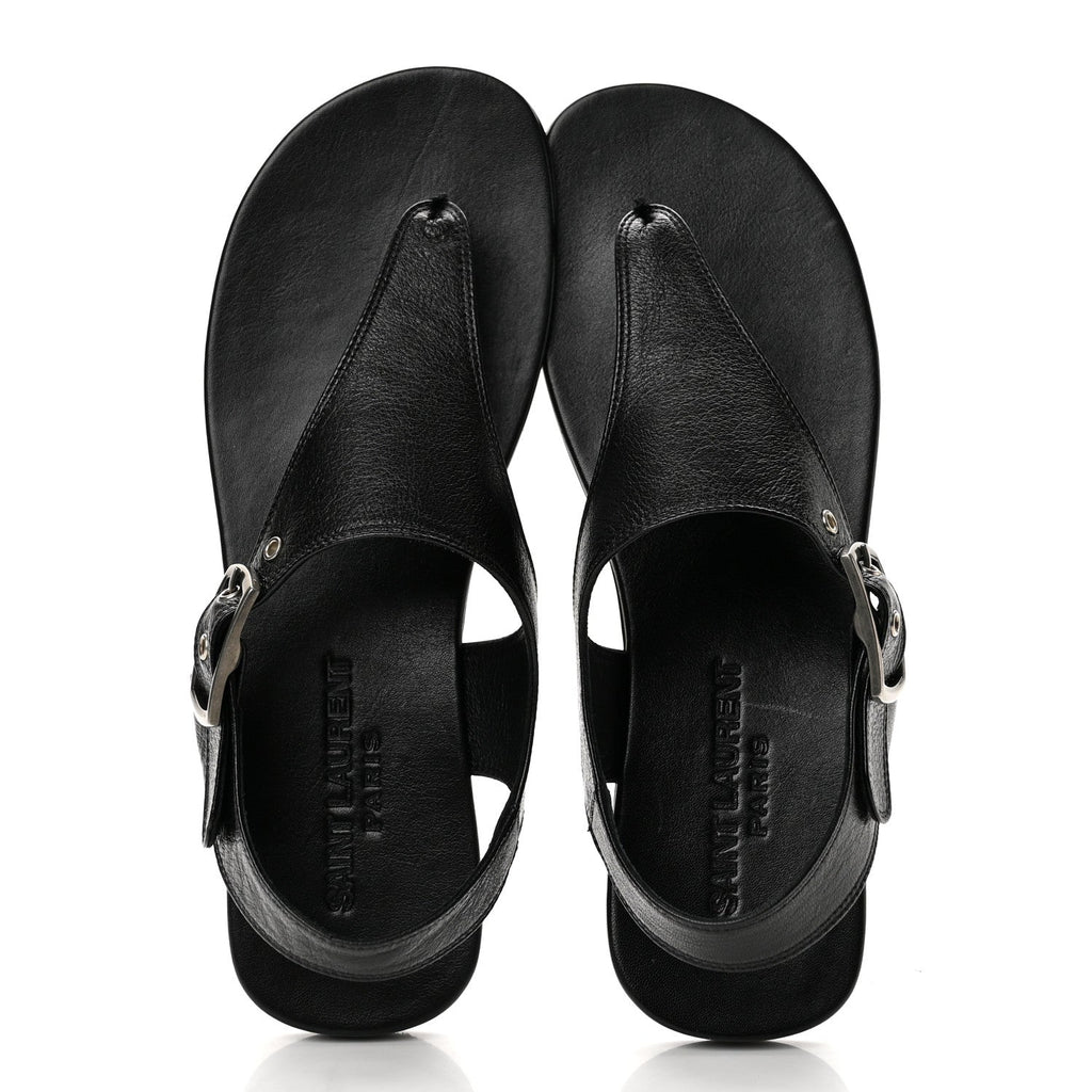 Saint Laurent Calfskin Women's Incrociato Denver Monogram Sandals 36 Black